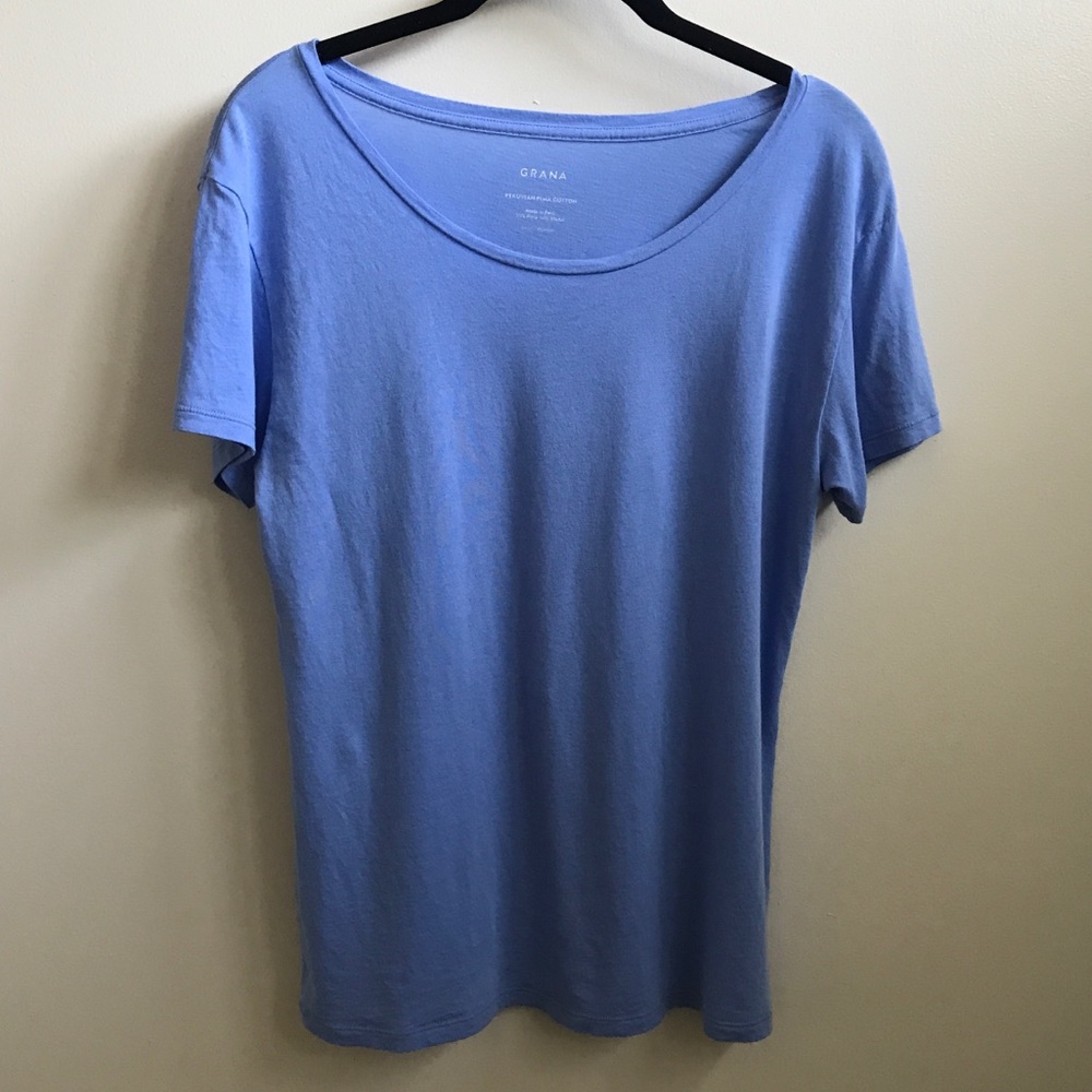 ❌ SOLD ❌ Grana Blue Short Sleeve Scoop Neck Tee